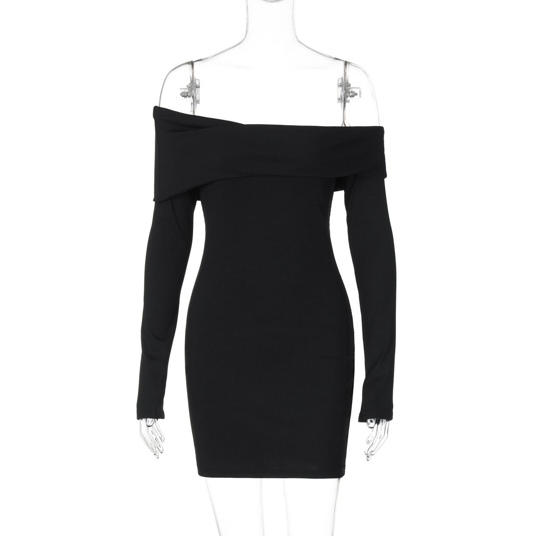 Dame Figurtilpasset Off-Shoulder Kjole med lange ærmer og elegant design Stilla