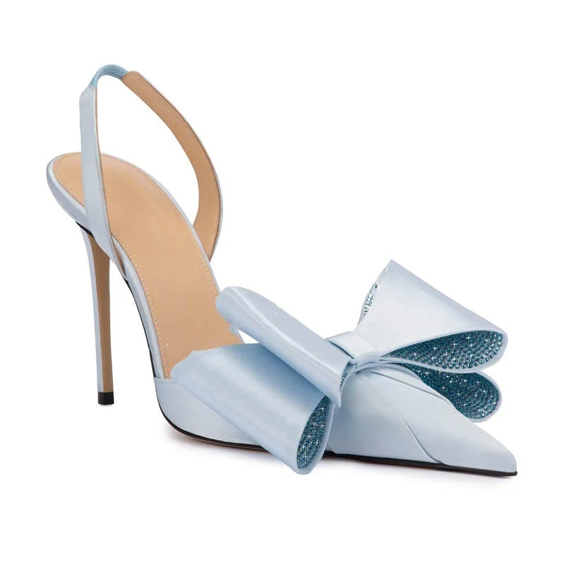 Femme Slingback Højhælede Pumps med dekorativ bue og rhinestone-detaljer Stilla