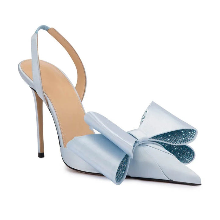 Femme Slingback Højhælede Pumps med dekorativ bue og rhinestone-detaljer Stilla