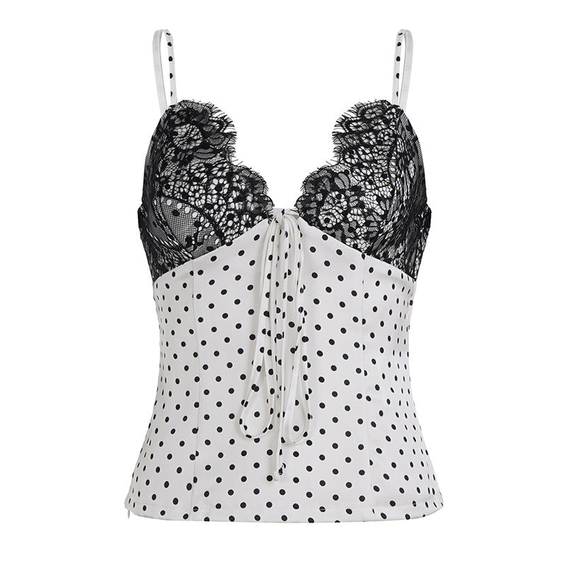 Dame Sexy Spids-top med prikket design Skovae