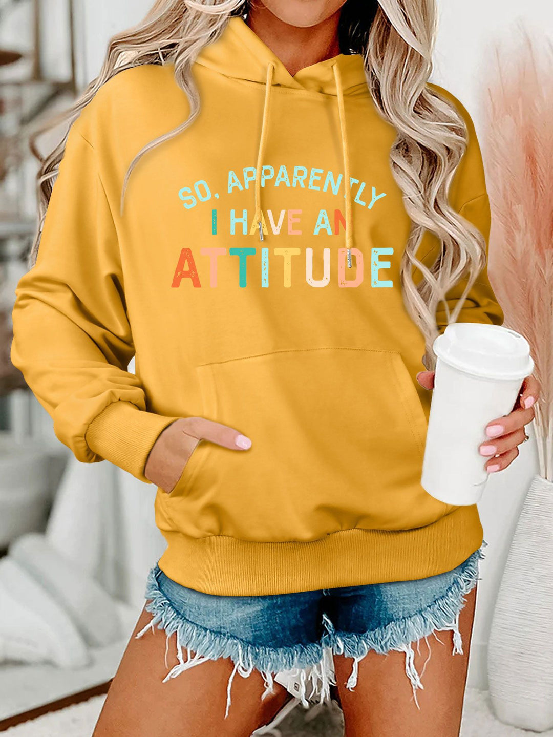 Kvinderne hoodie med kreativ tekst og afslappet pasform Stilla