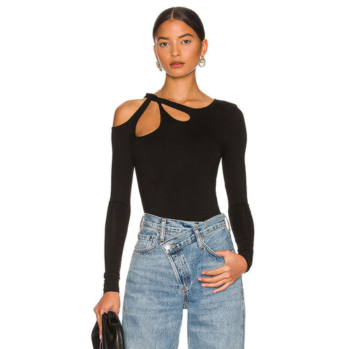 Kvindernes langærmede bodysuit med moderne udskæringsdesign Stilla