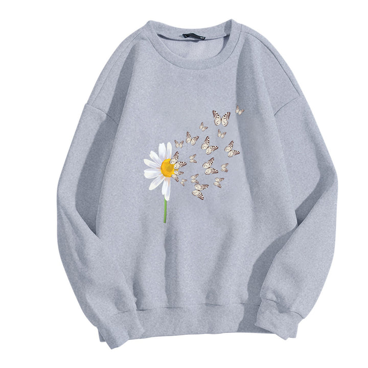 Kvinders sweatshirt med blomster sommerfugledesign Skovae