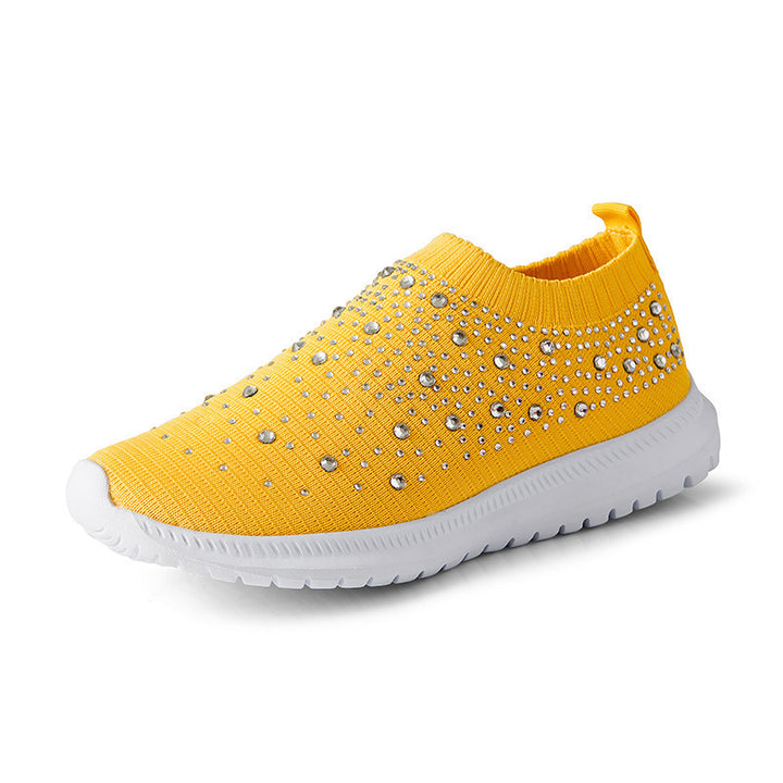 Dame Sneakers med funklende strass-accenter og elastisk overdækning Stilla