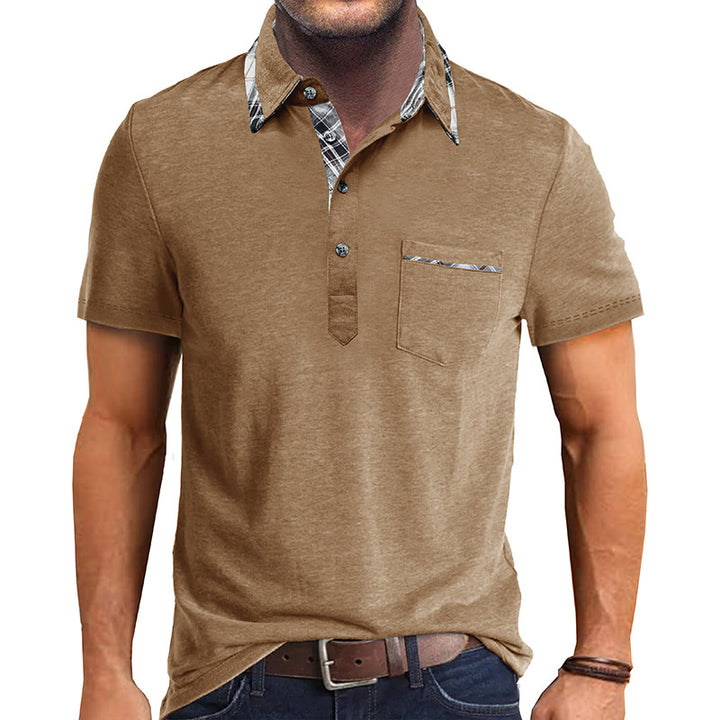 Herrer Polo-shirt med stilfuld ternet detalje og brystlomme Stilla