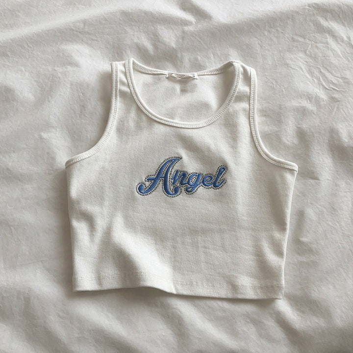 Dame Forkortet Broderet Tanktop Stilla