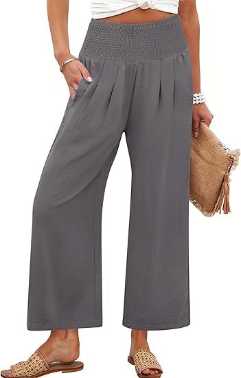 Dame Bred Culotte-bukser med elastisk talje og folder Skovae