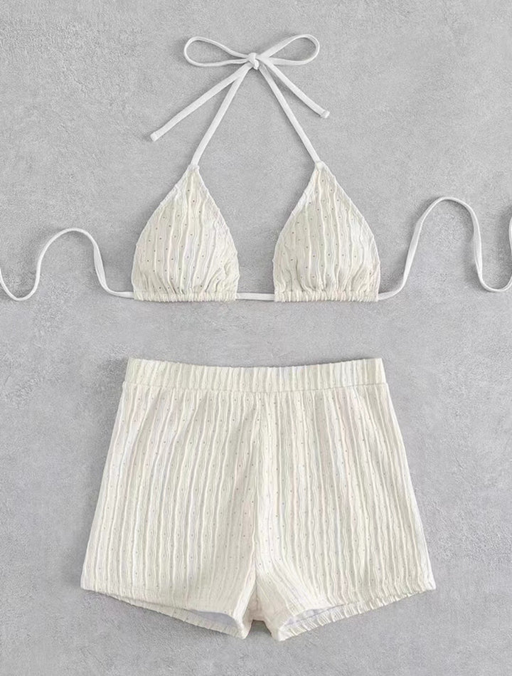 Dame bikini-sæt med foldet tekstur og moderne top Stilla