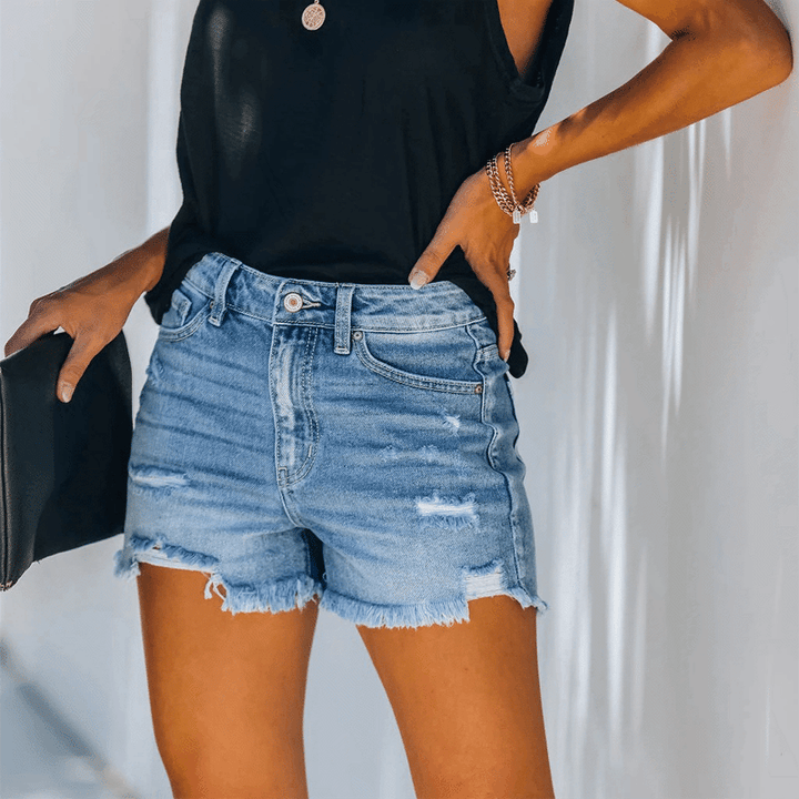 Dame Ødelagt Denim-Shorts Stilla