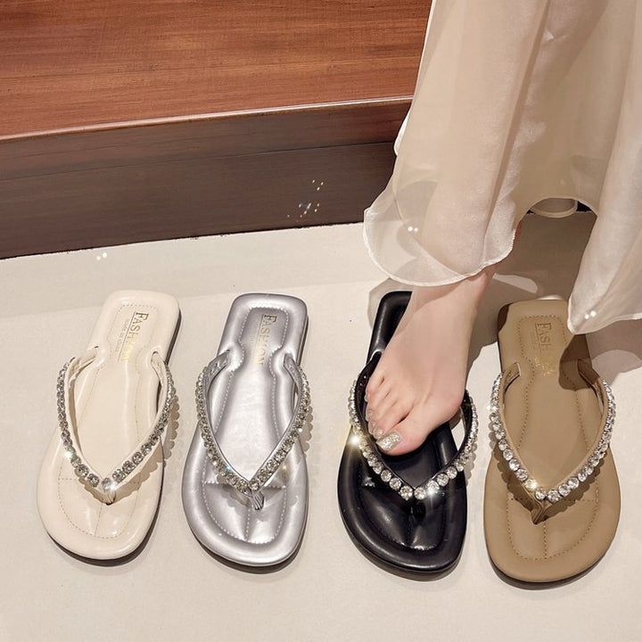 Dame Flip-Flops med ekstravagante glimmerremme og komfortabel sål Stilla