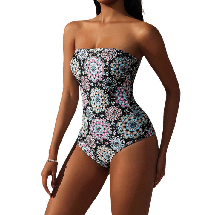 Dame Strapless Blomsterprint Ensfarvet Badedragt Stilla