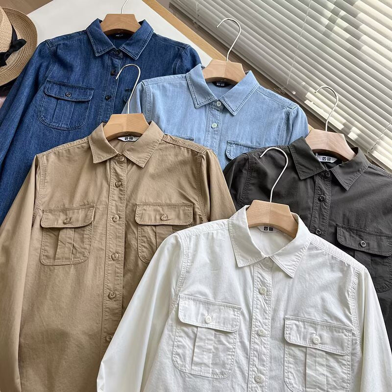 Kvinder casual skjorte bluse med praktiske brystlommer Stilla