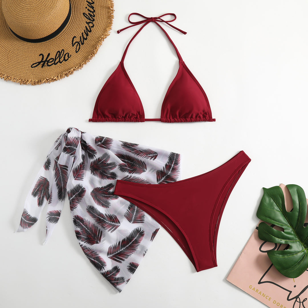 Dame Triangel-Bikini-Sæt med gennemsigtig Sarong Stilla