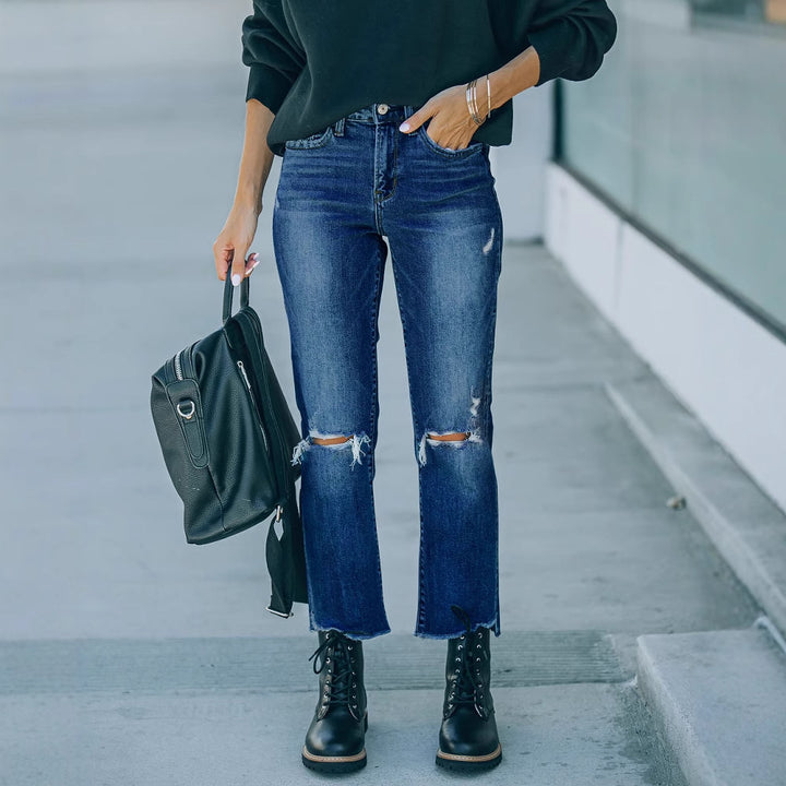 Damer Ripped Jean med afslappet pasform og modevask Stilla