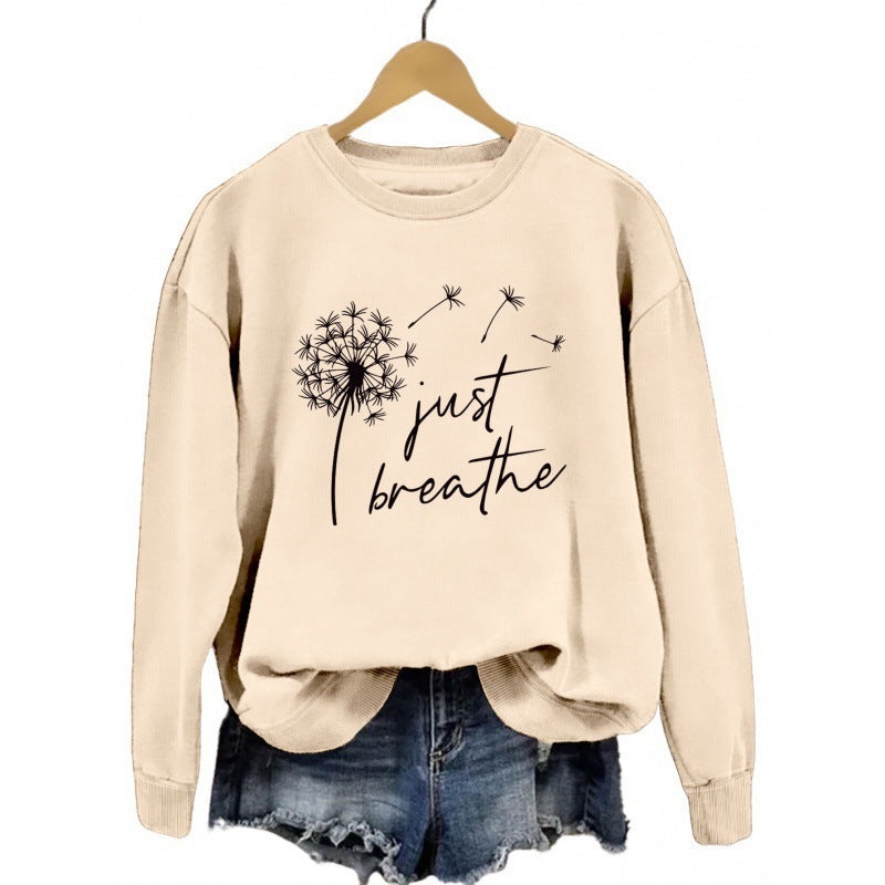 Kvinders sweatshirt med inspirerende mælkebøtte motiv Stilla