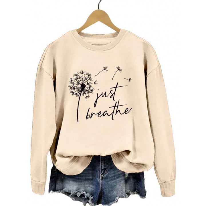 Kvinders sweatshirt med inspirerende mælkebøtte motiv Stilla