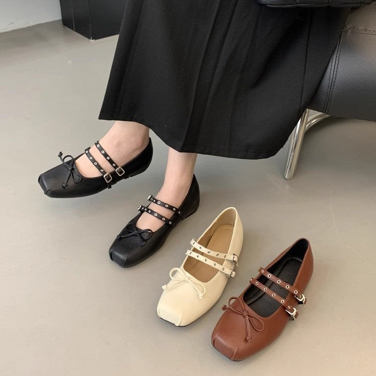 Damer elegante Mary Jane Ballerinaer med dekorative remme Stilla