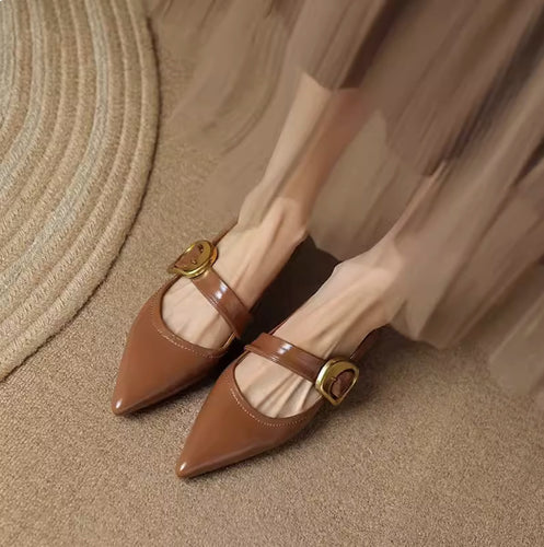 Damer Elegante Spidse Tå Slingback Ballerinaer med Justerbar Rem Stilla