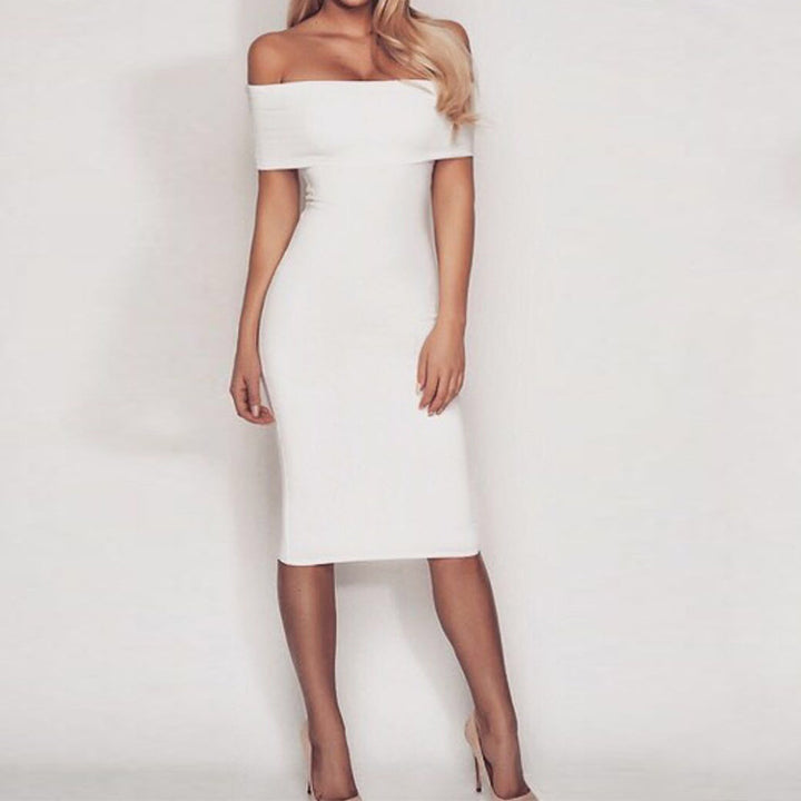 Dame figurtilpasset Off-Shoulder kjole med elegant Midi-snit Stilla