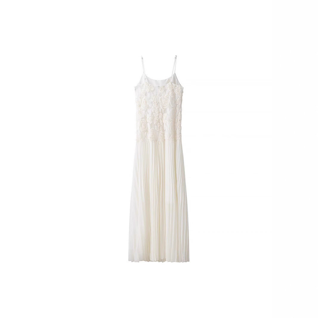 Dame elegant maxikjole med raffineret plisséfold-design og blomstret overdel Stilla