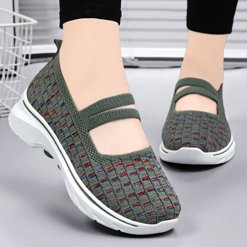 Dame Vabemønster Slip-On Sneakers med elastisk rem og komfortabel sål Stilla