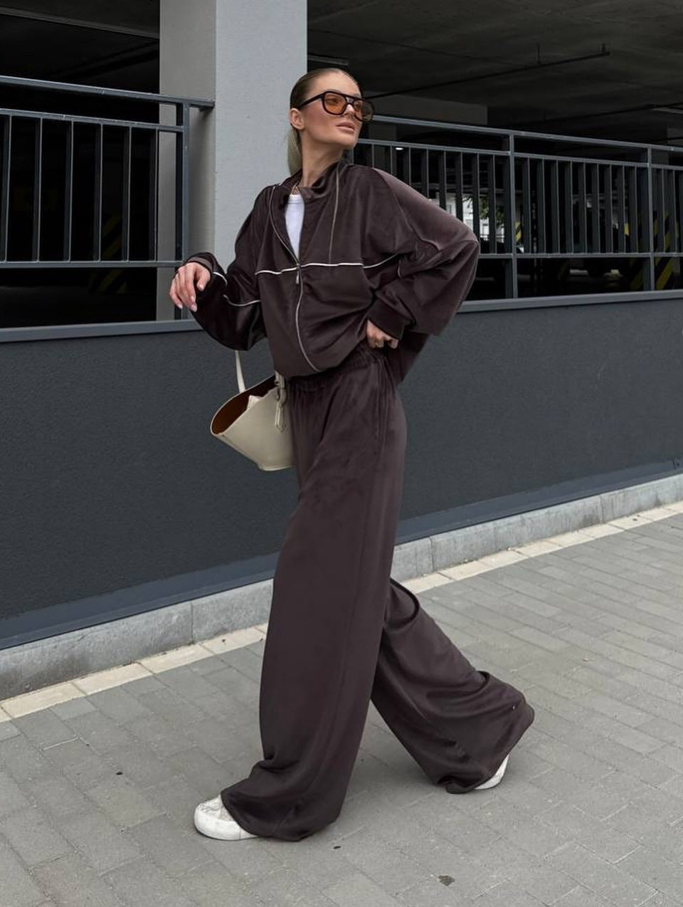 Dame Soft Relaxed-Fleece-Sæt med høj talje Stilla