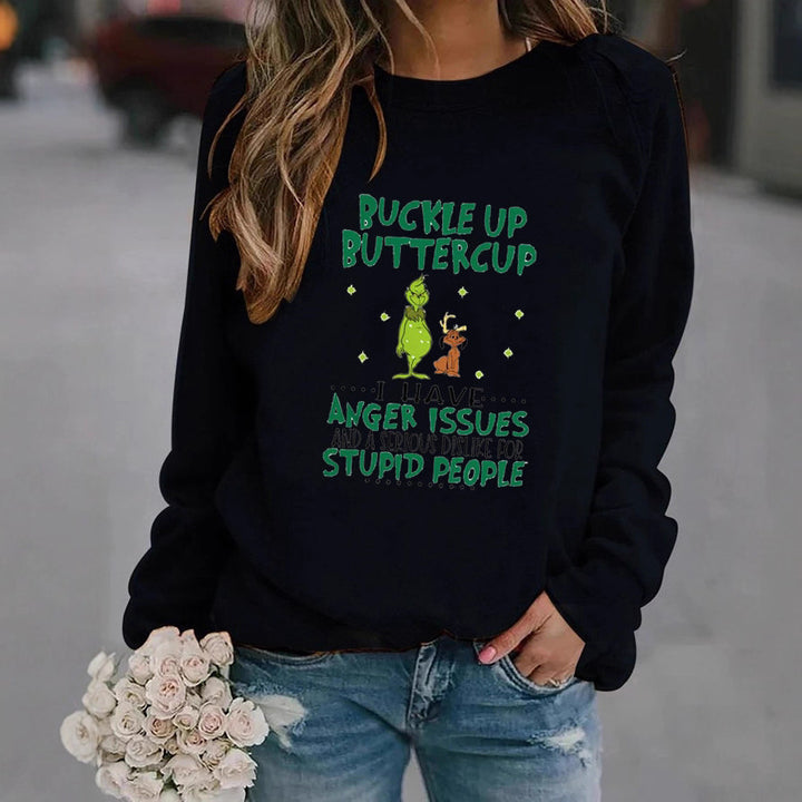 Kvinders sweatshirt med humoristisk citat og kreativt design Stilla