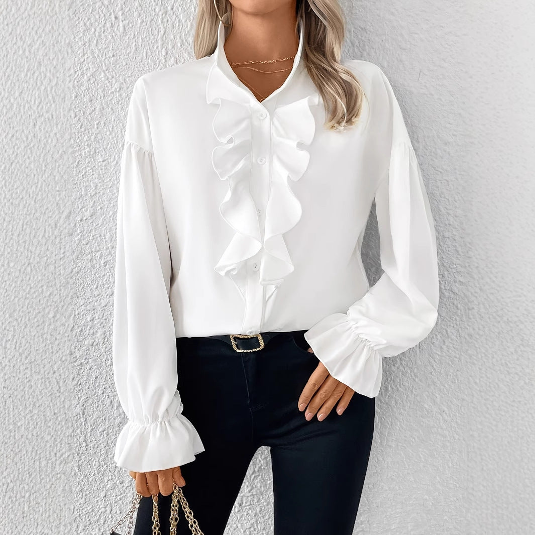 Femme Rynket bluse med klokkeærmer Stilla