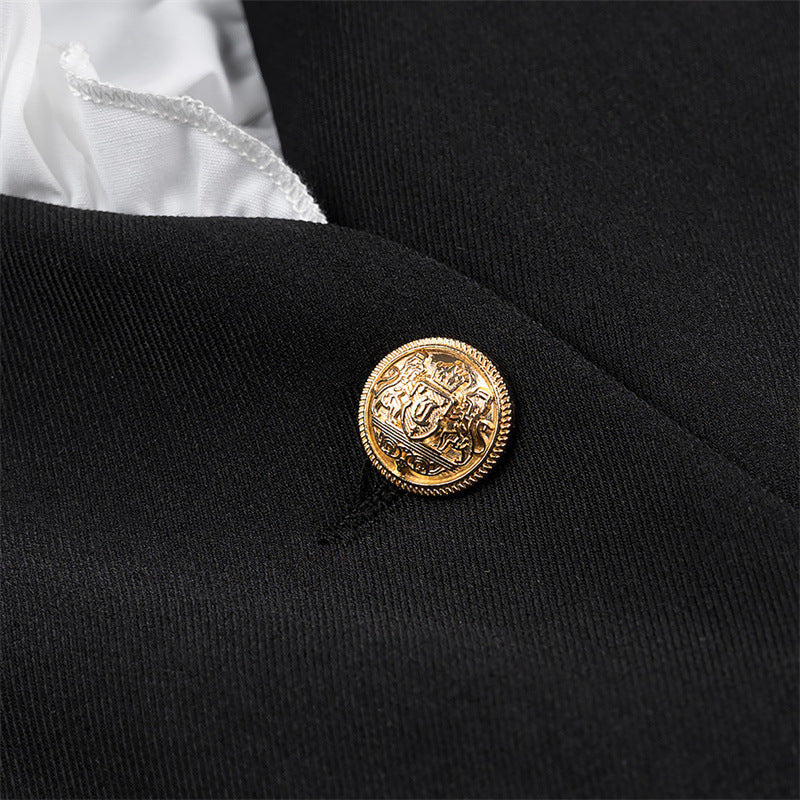 Femme Elegant Rynke-Blazer med Knapdetaljer Stilla