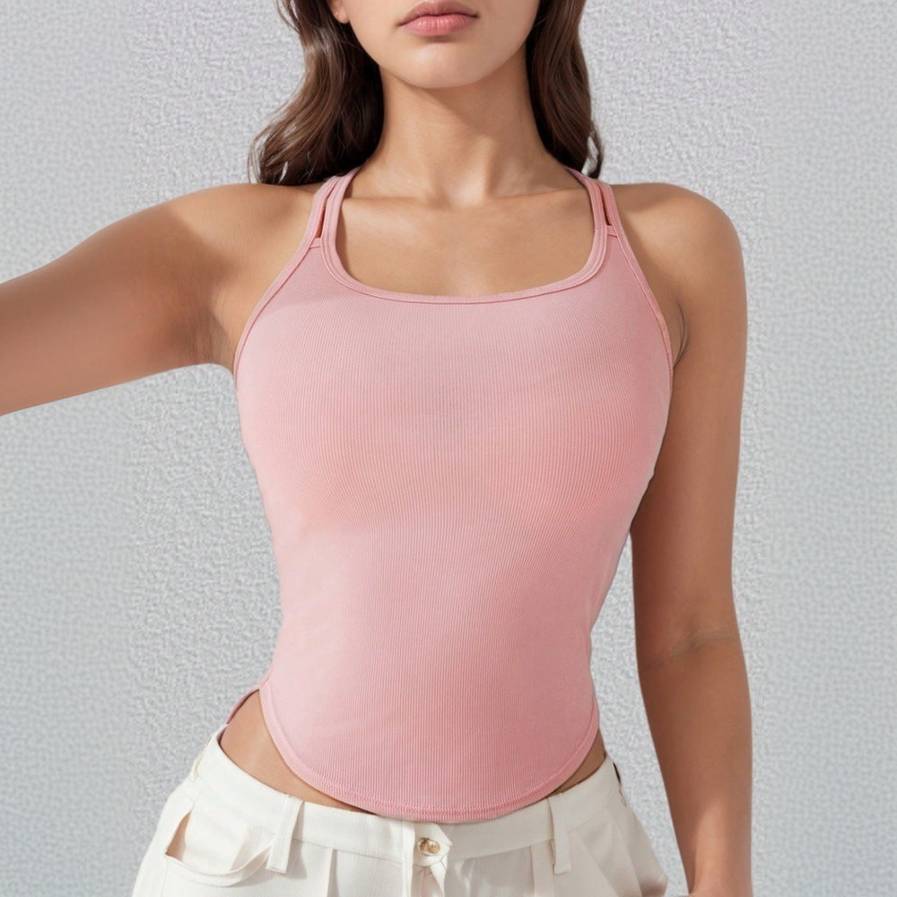 Kvinders sporty tanktop med slim fit og dekorative stropper Stilla