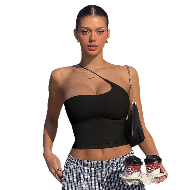 Damen asymmetrisches Crop-Top mit verstellbarem Halter Skovae