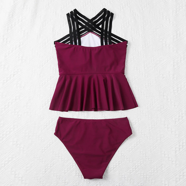 Dame Rüsch Peplum Tankini Sæt Stilla