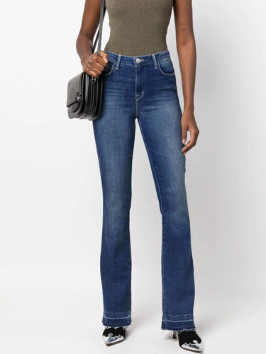 Dame Bootcut Jeans i afslappet design med frynset kant og høj talje Stilla