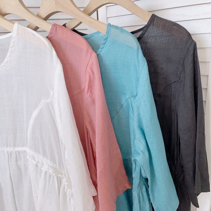 Dame Relaxed Fit Struktureret Tunika Bluse Stilla