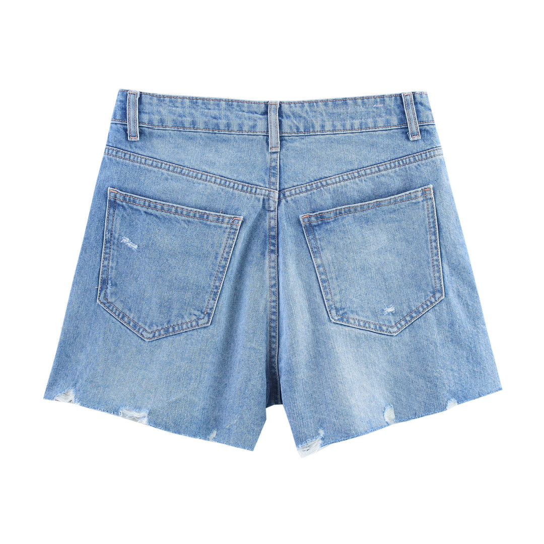 Femme Rivet Høj Talje Denim Shorts Stilla