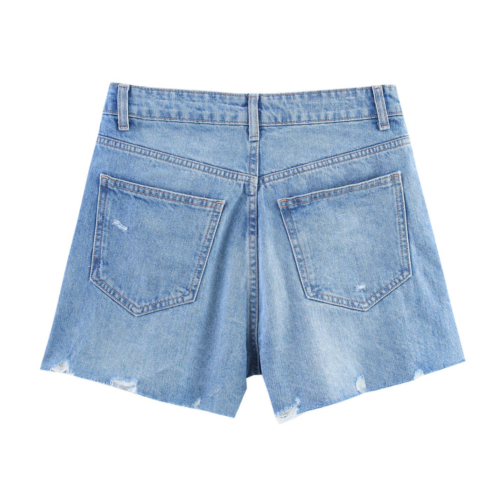 Femme Rivet Høj Talje Denim Shorts Stilla