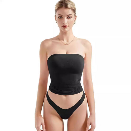 Dame Bandeau Bikini-sæt med moderigtigt højtaljet snit Skovae