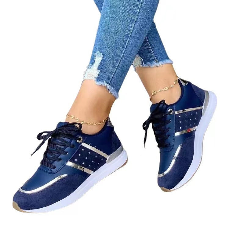 Dame Sporty Sneakers med fashionable Metallic-detaljer og åndbart overmateriale Stilla