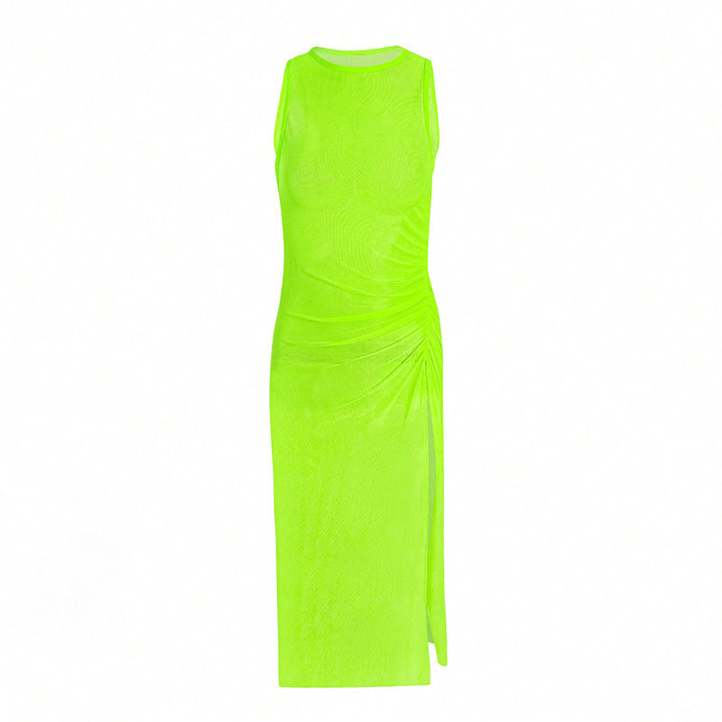 Damer elegant midi-kjole med ruching Skovae