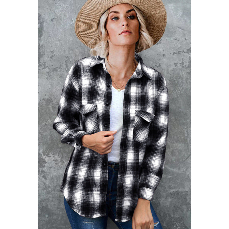 Dameternetterned flannel skjorte Stilla