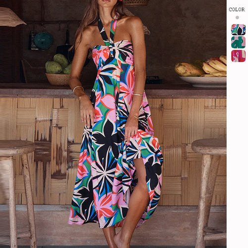 Dame maxi kjoler med blomster bandeau design og elegant udvidet nederdel