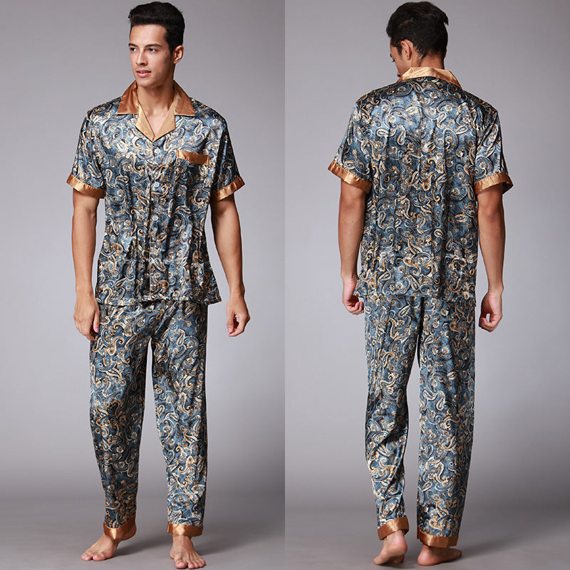 Herrer satin pyjamasæt med kunstfærdigt paisleymønster og elegante accenter Stilla