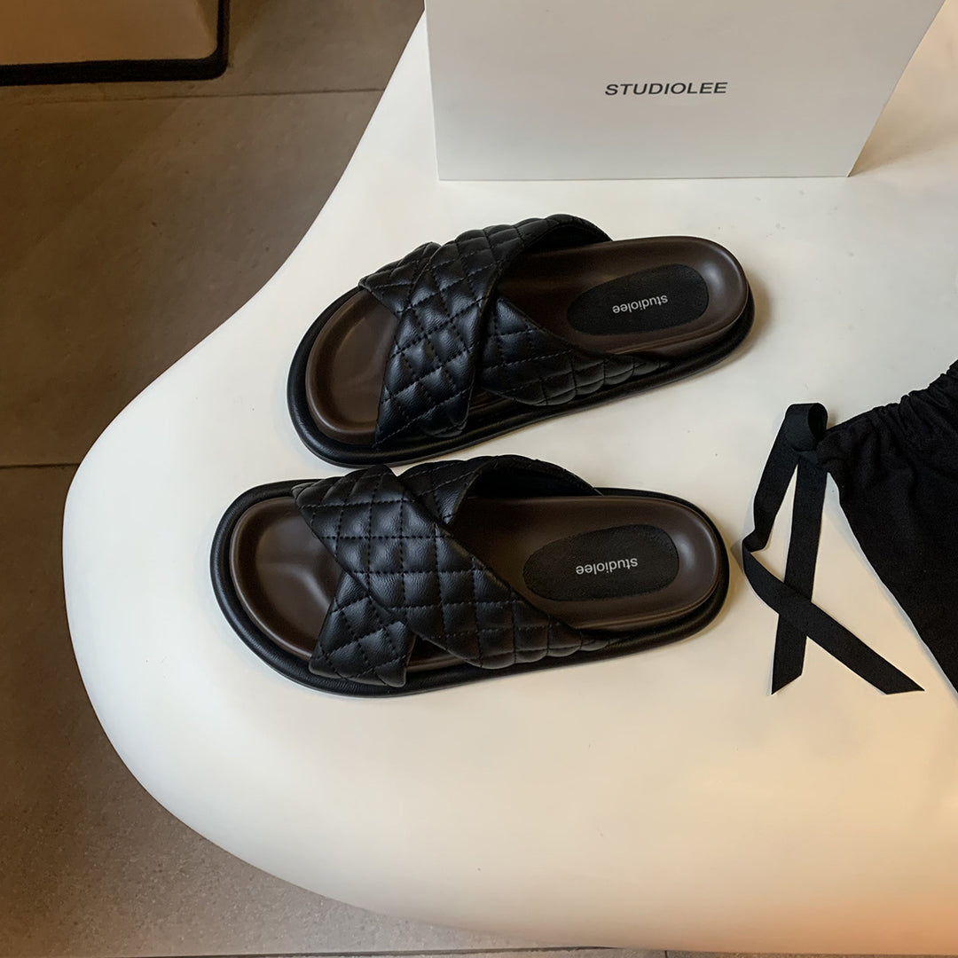 Dame Stepp-Cross-Rem Slide Sandaler Stilla