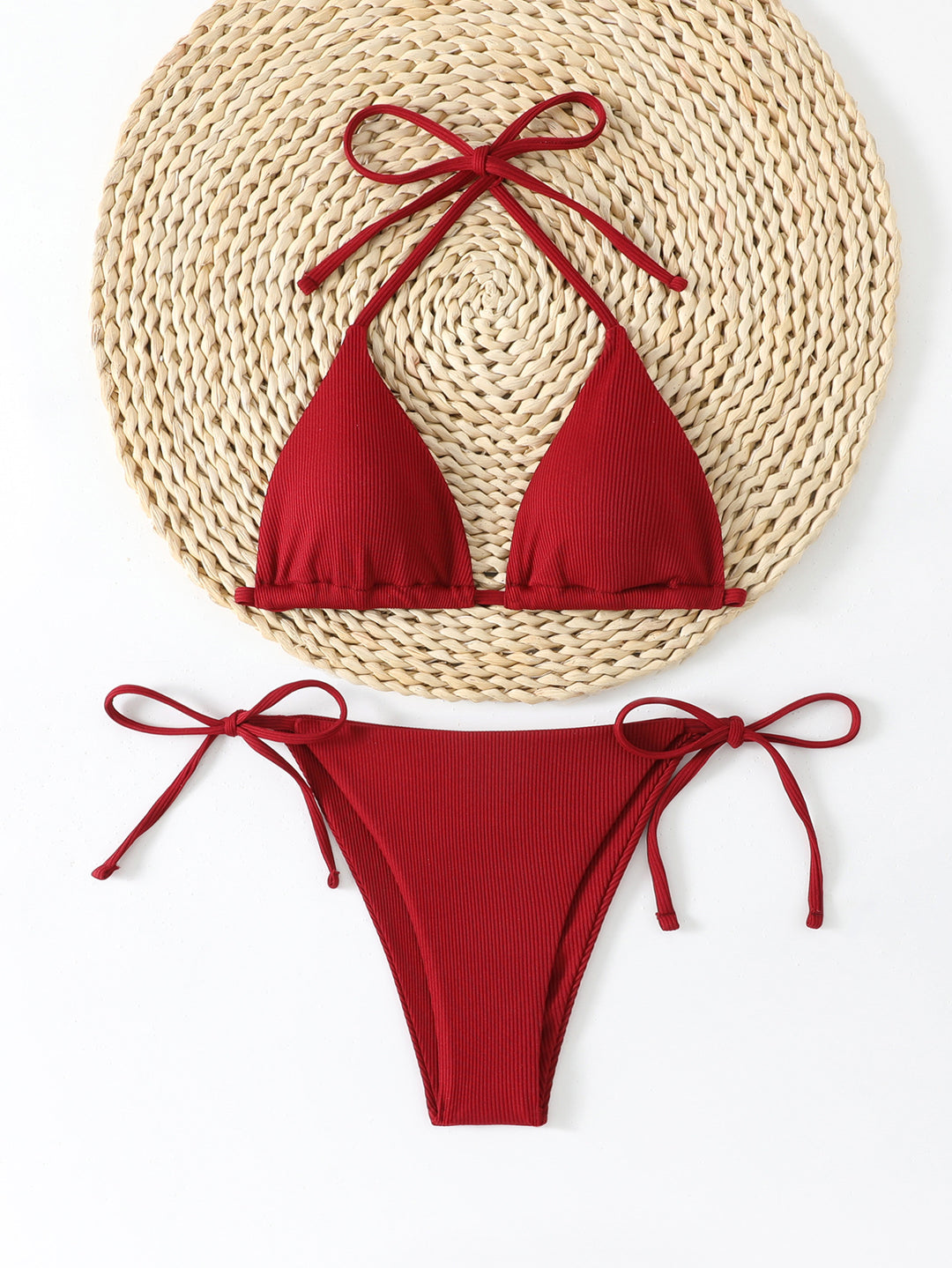 Dame Rib-Trekant-Bikini-Sæt Stilla 1750840293