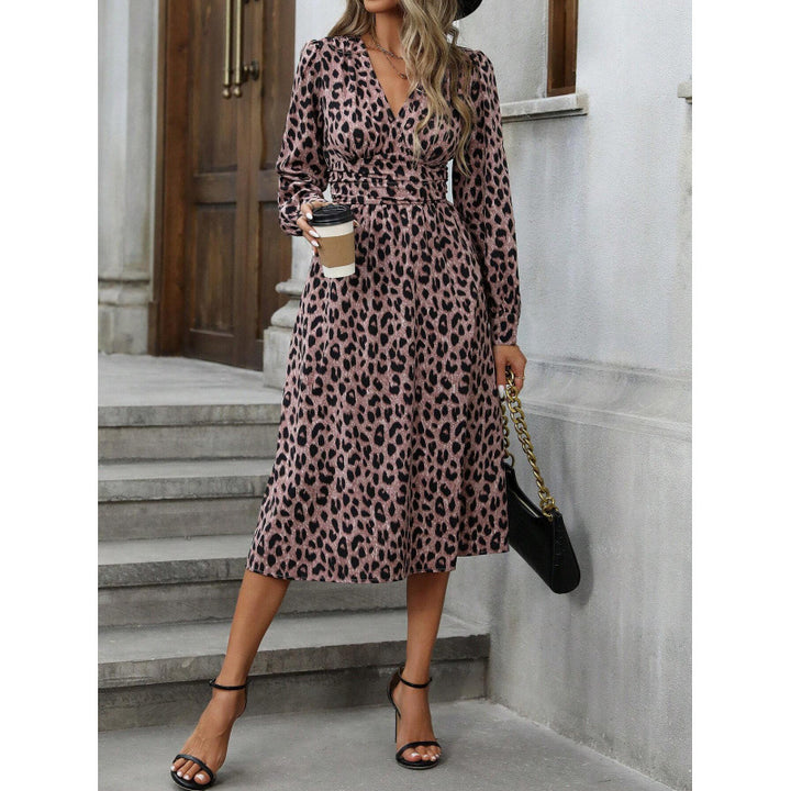 Dame Midi-Kjole med Leopardskimmel Stilla