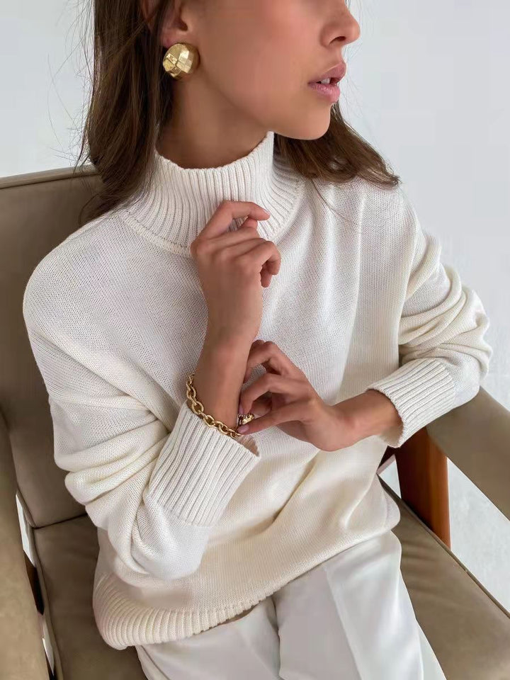 Dame elegant rullekrave sweater i fint strik Stilla