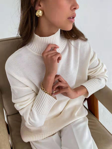 Dame elegant rullekrave sweater i fint strik Stilla