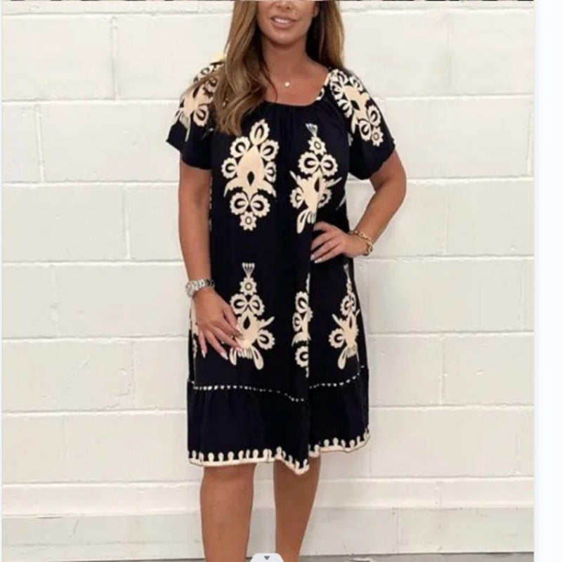 Stilla | Chic Sommer Floral Kort Ærme Kjole