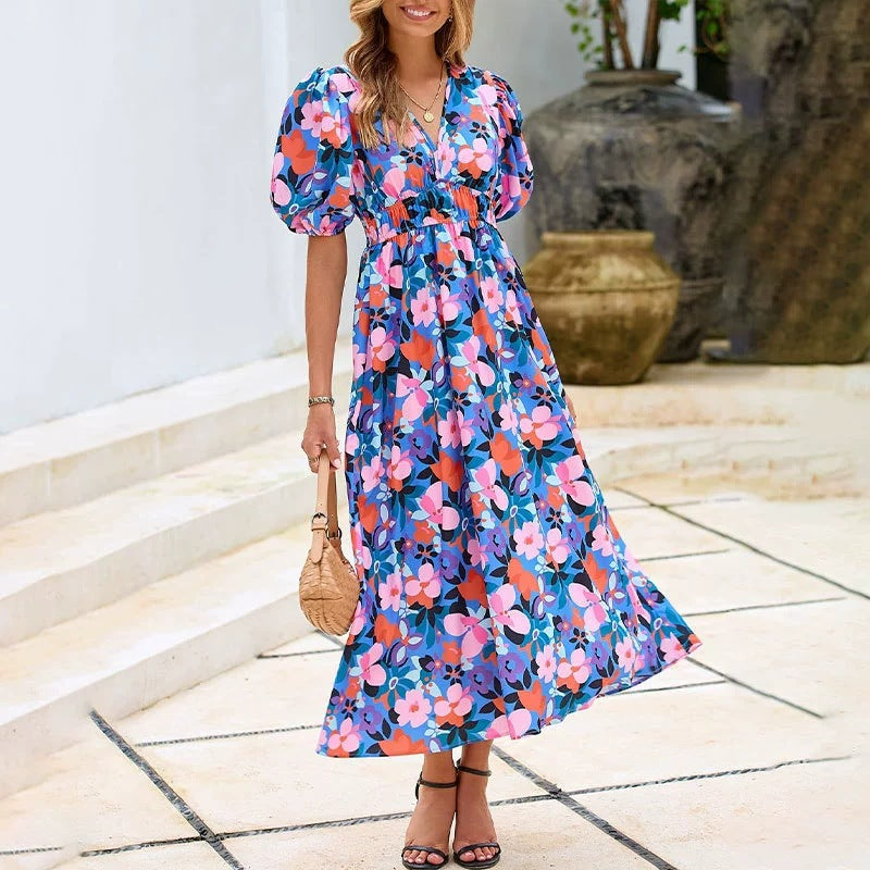 Dame maxikjole med blomsterprint Stilla