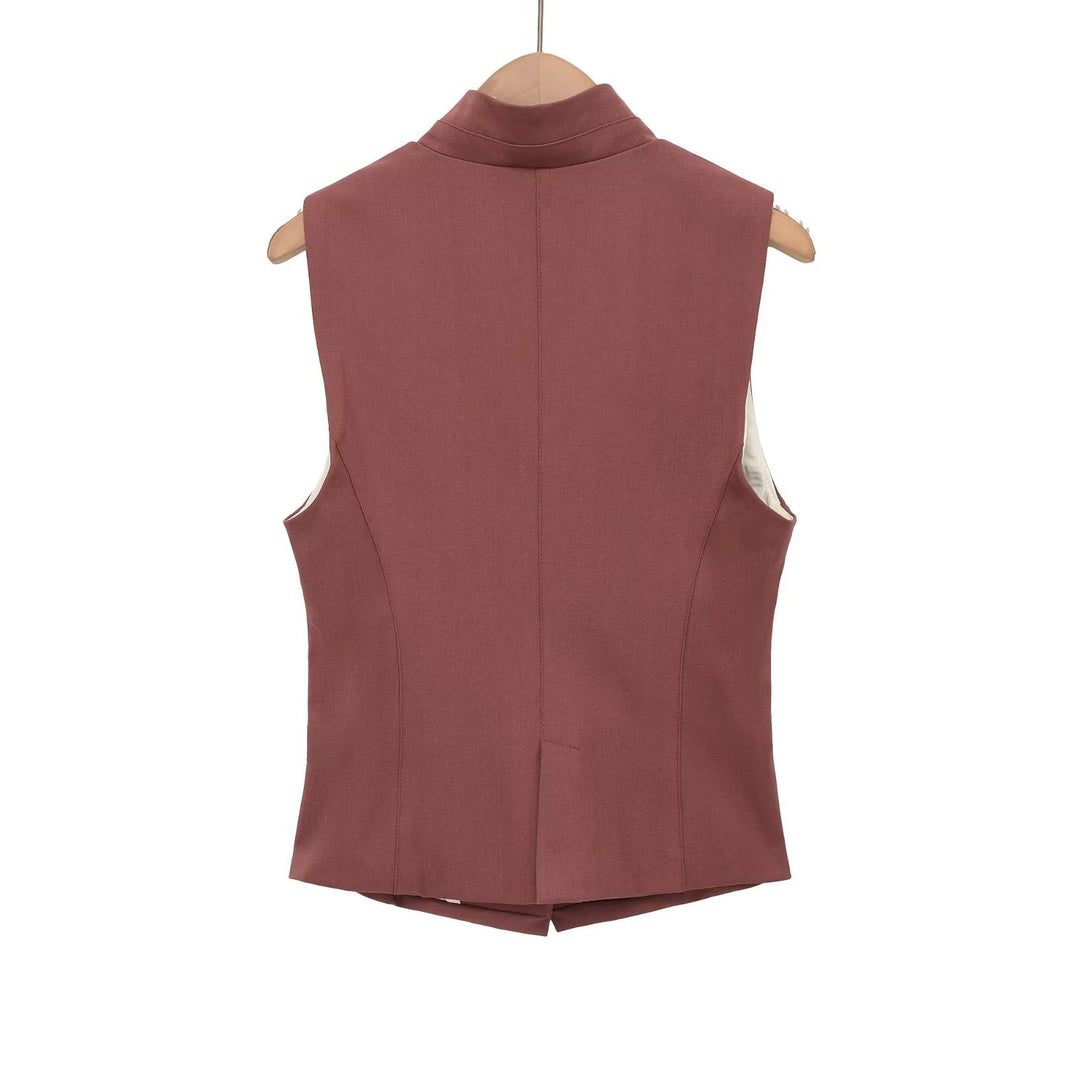 Dame elegant vest med smal krave Skovae